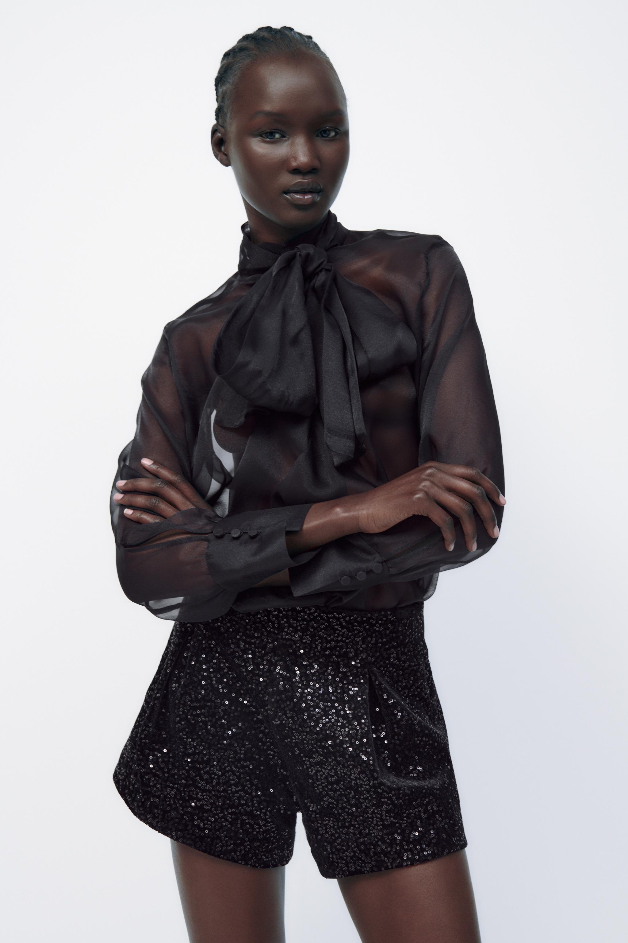 Zara sequin shorts sales